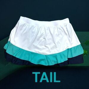 Tail Women's Double Tiered Ruffle Tennis Golf Skort Skirt White Navy Size Large